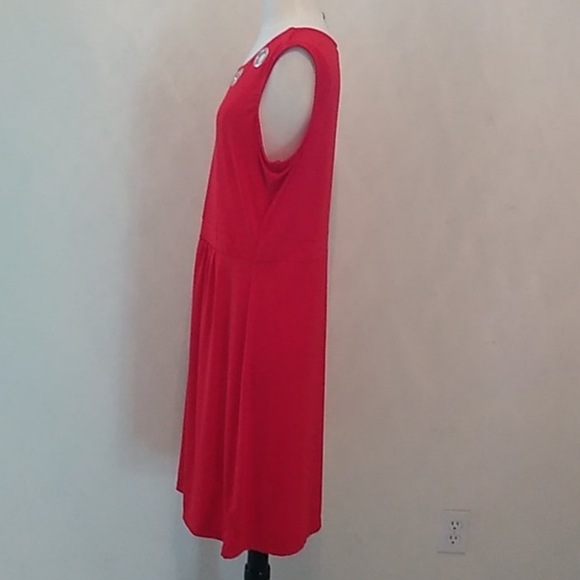 Red Travel Dress with Neckline Grommets Size XL - Picture 4 of 10